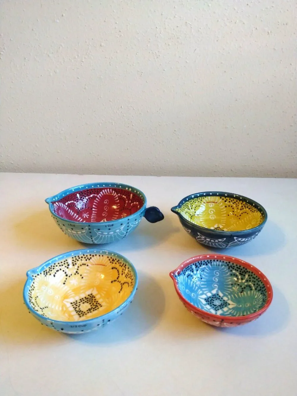 Anthropologie 4pc Ceramic Nesting Measuring Cups